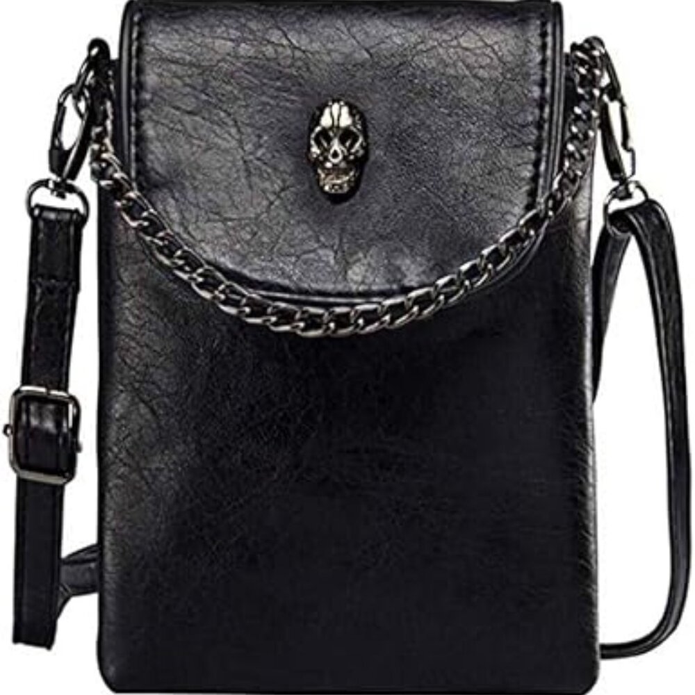 Skull Crossbody Bag Purse Leather Handbag Punk Goth‎ Shoulder Bag Rock